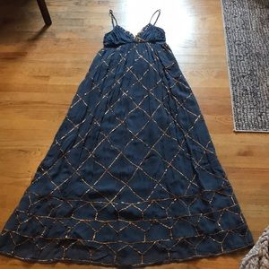 Free people grey/blue maxi with bronze detail